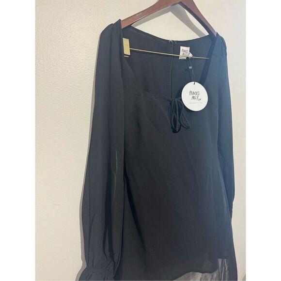 Princess Polly Bayford Long Sleeve Mini Dress Black US Size 6 NWT New - Picture 4 of 12